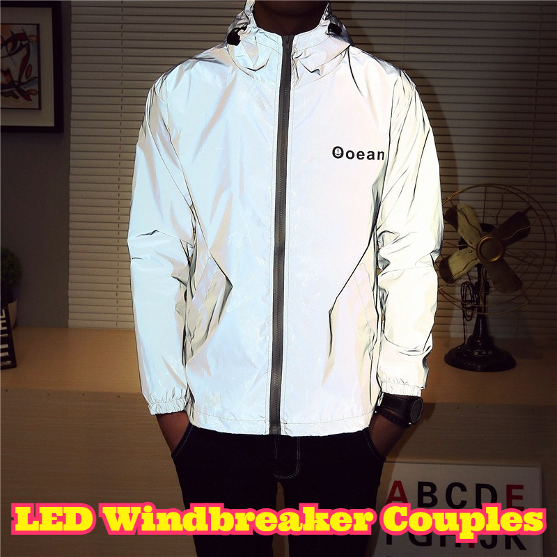 Reflective Running Jacket - Jaket Angin LED Menyala untuk Pasangan