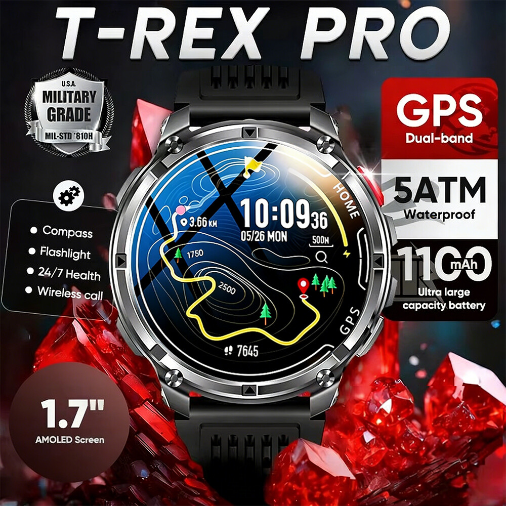 Gps Running Watch - Jam Tangan Pintar Baterai T-Rex3 Pro